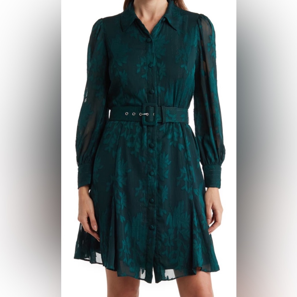 Hunter green belted dress